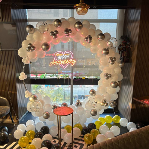 White Balloon Anniversary Decor
