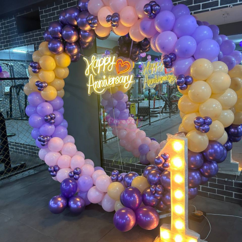 Purple Balloon Anniversary Ring Setup